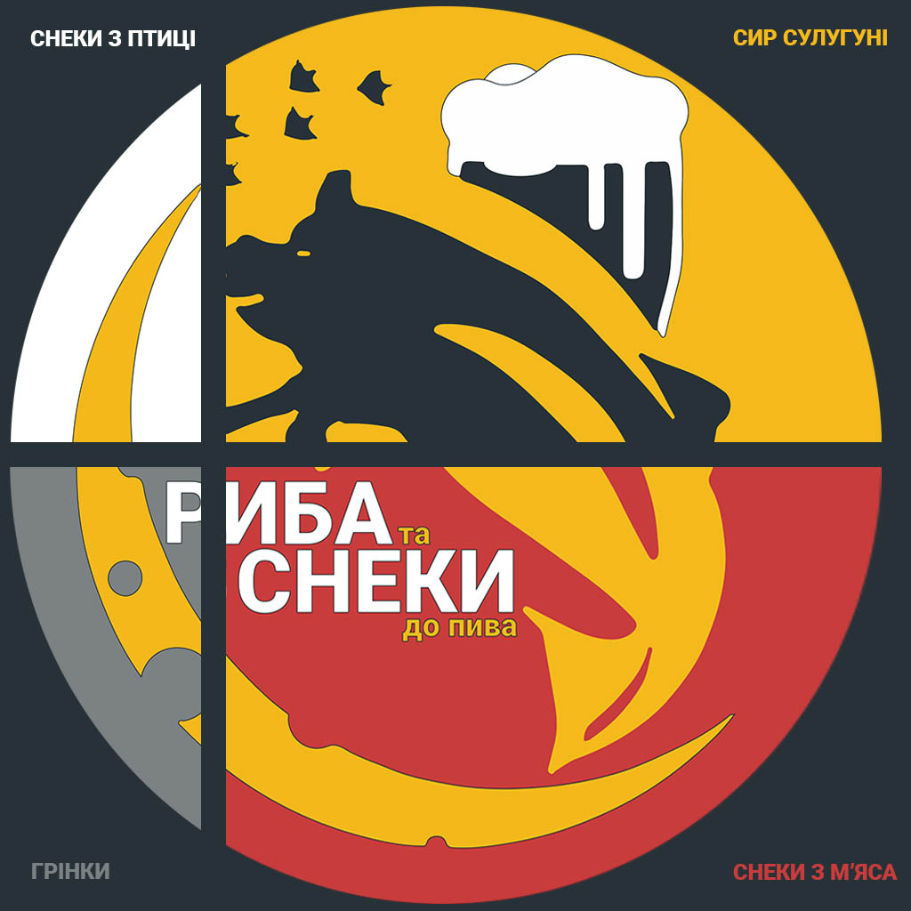 Логотип інтернет-магазину снеків до пива Snack Zone з 4 різних частин сублоготипів фото 1