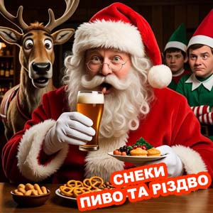 Фото з посиланням на статтю про різдвяні снеки закуски та пиво